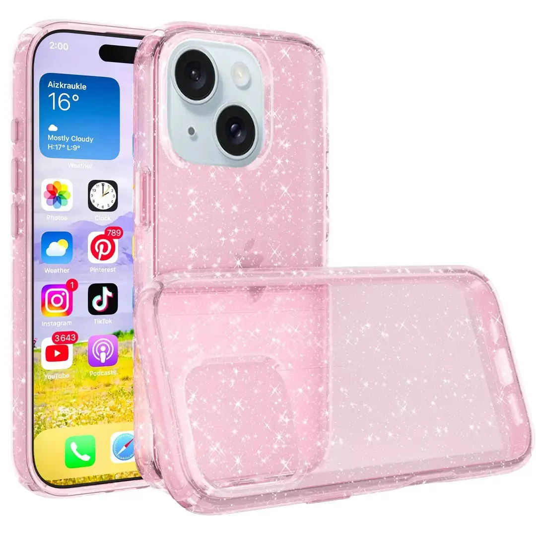 iPhone 15 Plus/iPhone 14 Plus Fleck Glitter Case Pink